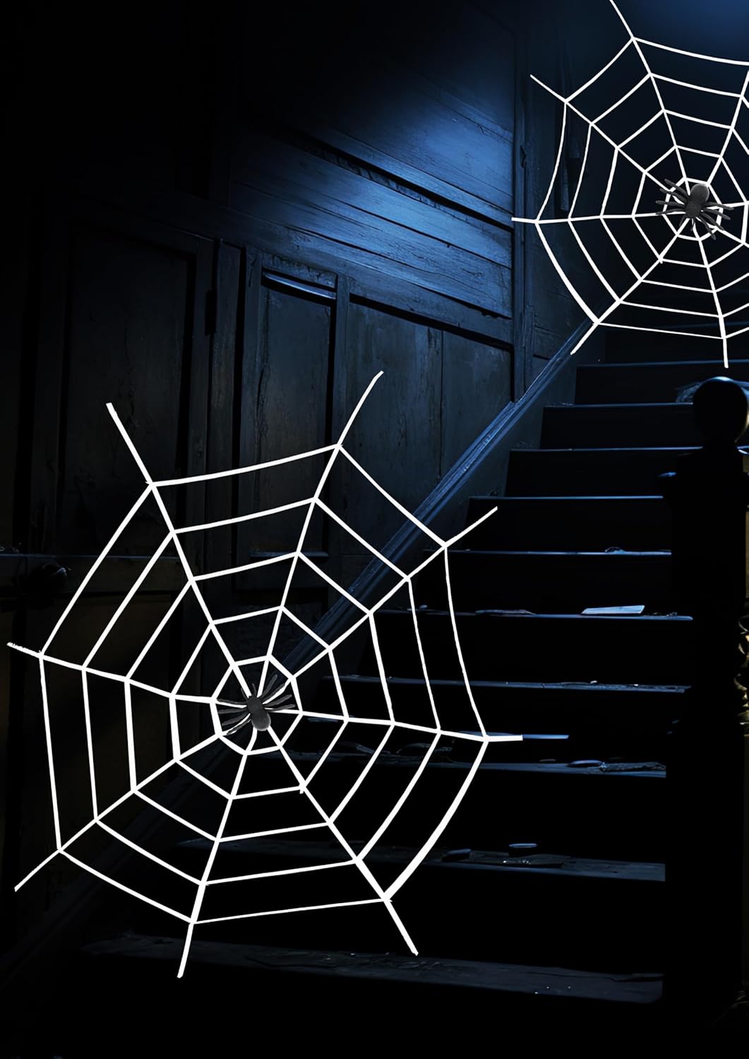 HENBRANDT Halloween Giant Spider Web Decoration 152x152cm Realistic Creepy Spooky Party Prop Indoor Outdoor Haunted House Decor with Included Detailed Spider - Image 3