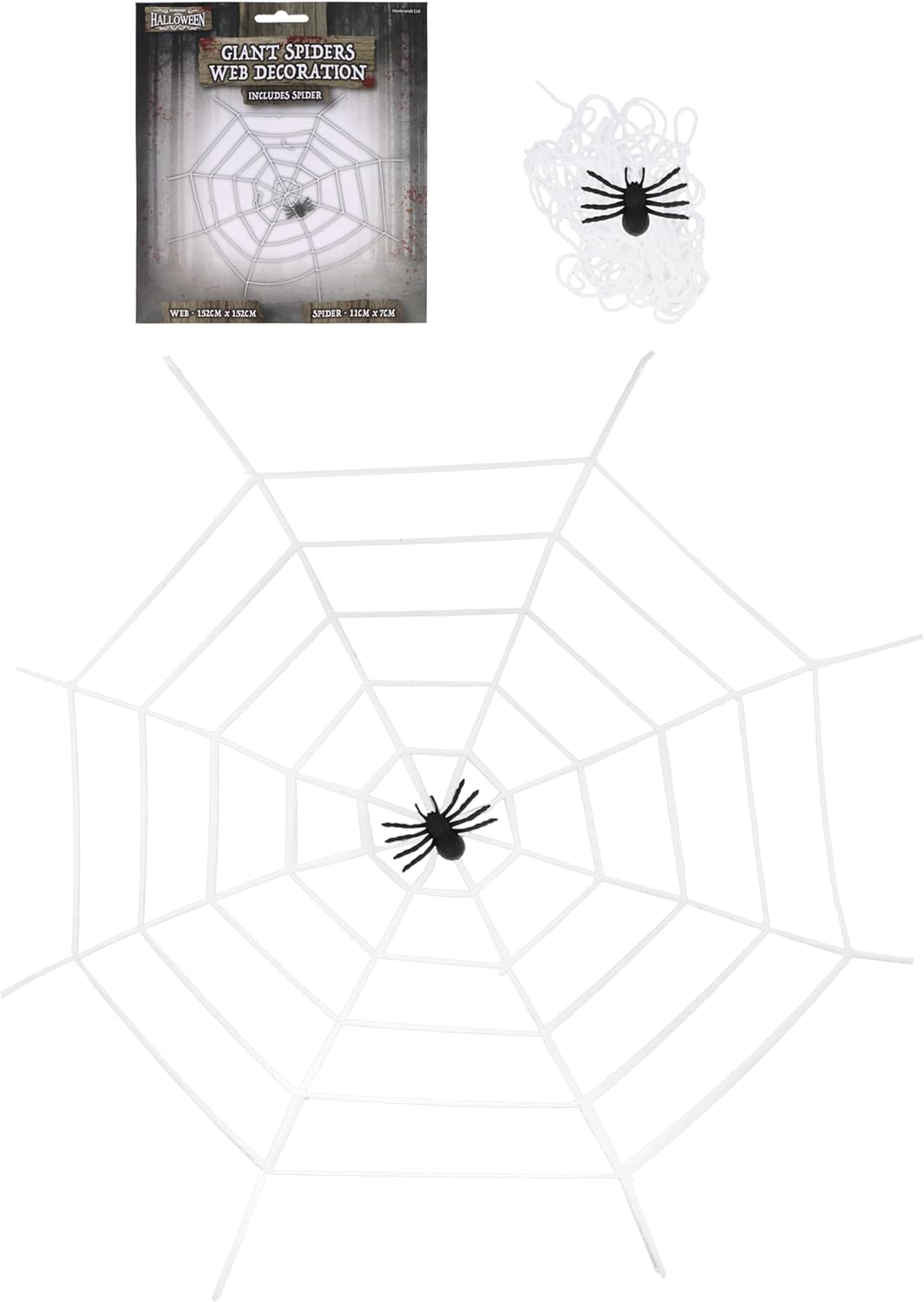 HENBRANDT Halloween Giant Spider Web Decoration 152x152cm Realistic Creepy Spooky Party Prop Indoor Outdoor Haunted House Decor with Included Detailed Spider - Image 2