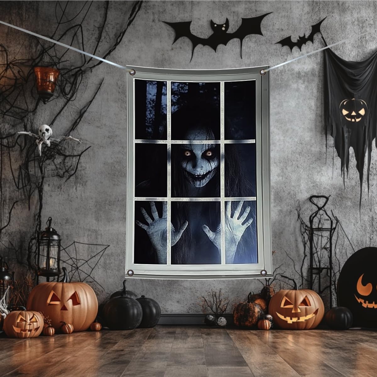 ENYACOS Scary Halloween Window Decorations - Outdoor & Indoor Party Decor & Accessories Halloween Horror Curtains - Image 7