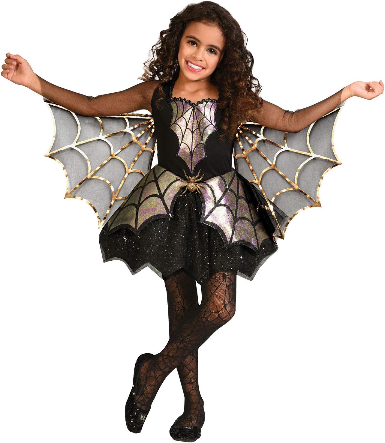 amscan Childs Iridescent Spider Web Girl Fancy Dress Halloween Costume