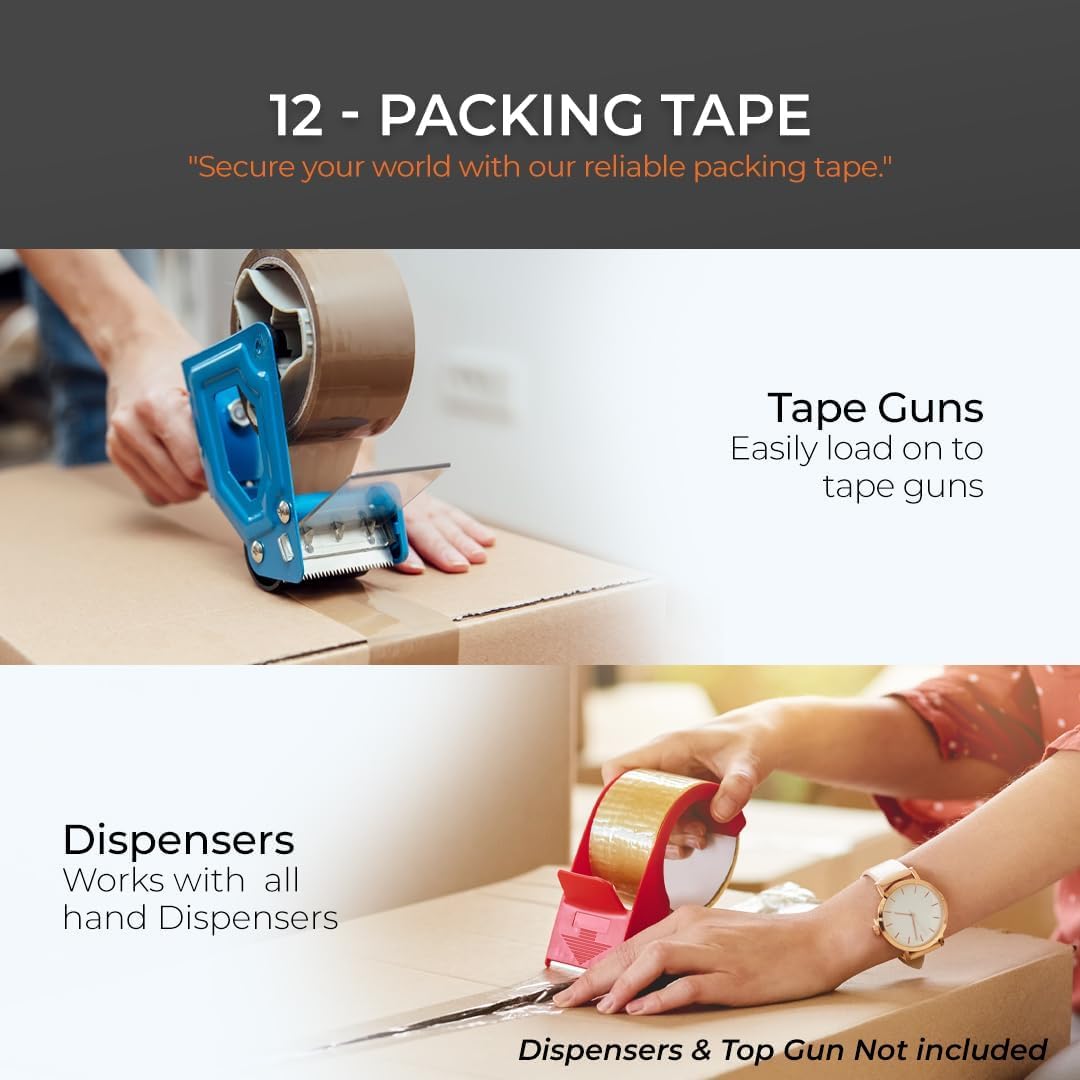 Packaging Tape, Heavy Duty Brown Parcel Tape 12 Rolls With Low Noise - 48mm X 66m, Secure Sticky Brown Tape For Box Packaging, Moving Boxes, Packing Tape Strong For Moving House (12 rolls) - Image 3