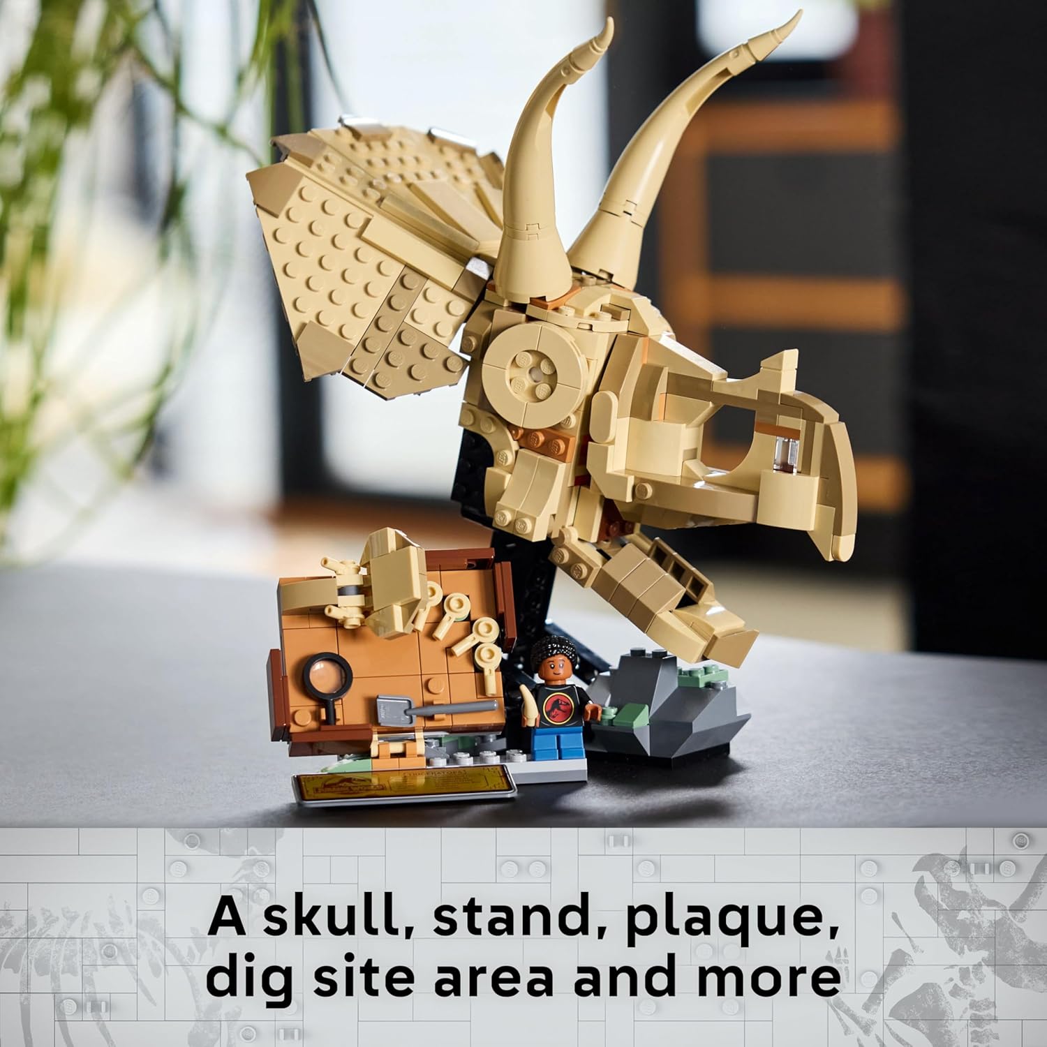 LEGO Jurassic World Dinosaur Fossils: Triceratops Skull Model, Dinosaur Toy for 9+ Year Old Boys & Girls, with Opening Jaw & Display Stand, Birthday Gift Idea 76969 - Image 3