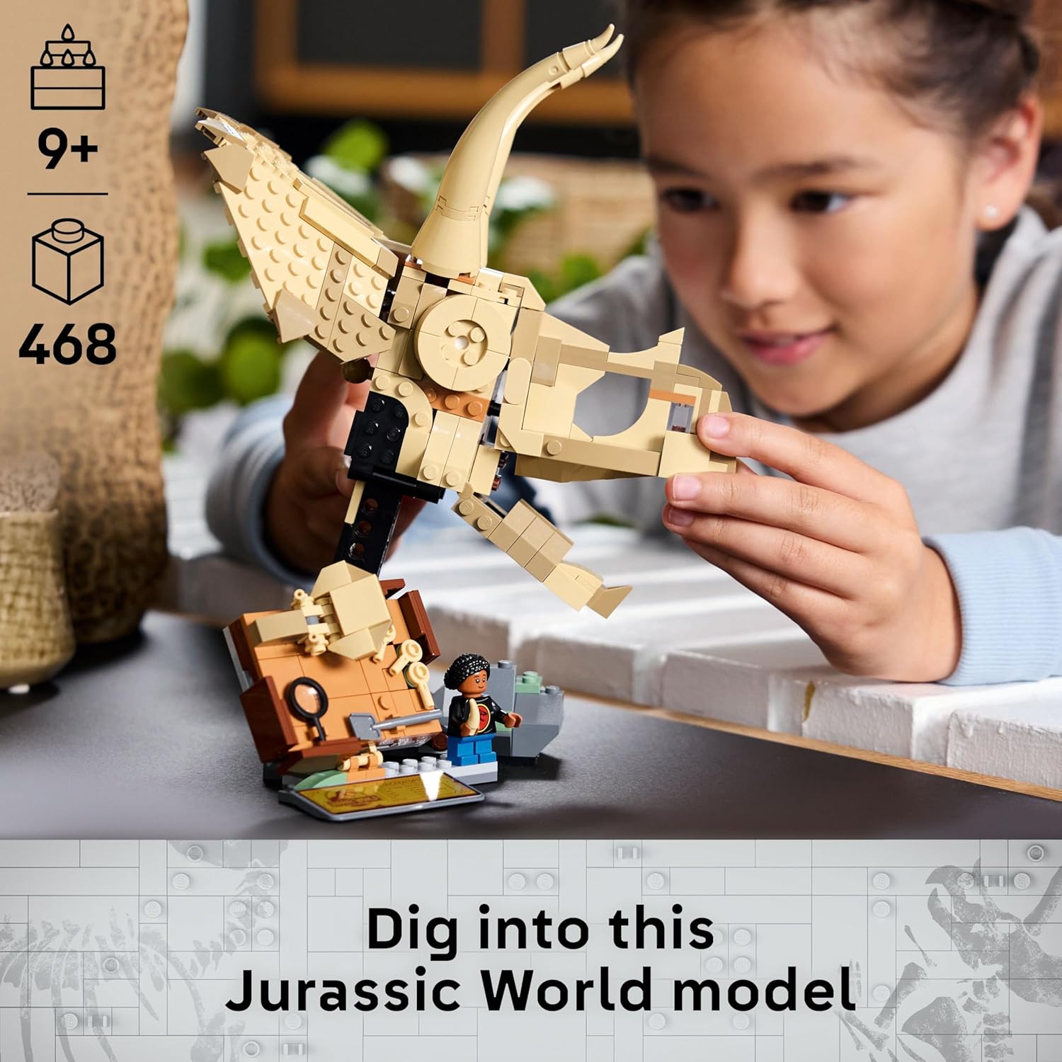 LEGO Jurassic World Dinosaur Fossils: Triceratops Skull Model, Dinosaur Toy for 9+ Year Old Boys & Girls, with Opening Jaw & Display Stand, Birthday Gift Idea 76969 - Image 2
