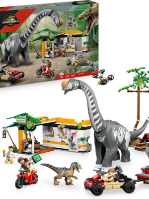 LEGO Jurassic World Raptor & Titanosaurus Tracking Mission - Dinosaur Toy incl. 3 Minifigures, Off-Road Car & Motorbike - Gift for 7+ Year Old Boys & Girls - 76973