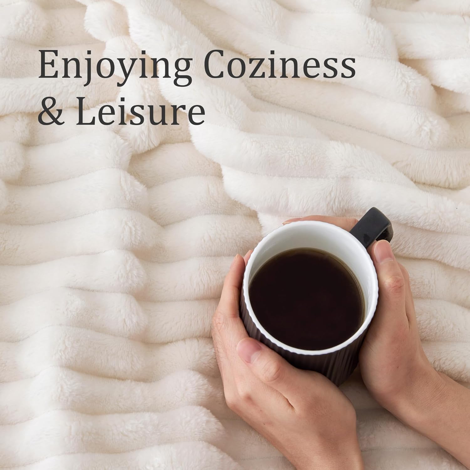 BEDELITE Fluffy Fleece Throw Blanket - Cream White Sofa Throw Soft Cosy Warm Small Blankets for Single Bed, for Women, Mothers - Image 4