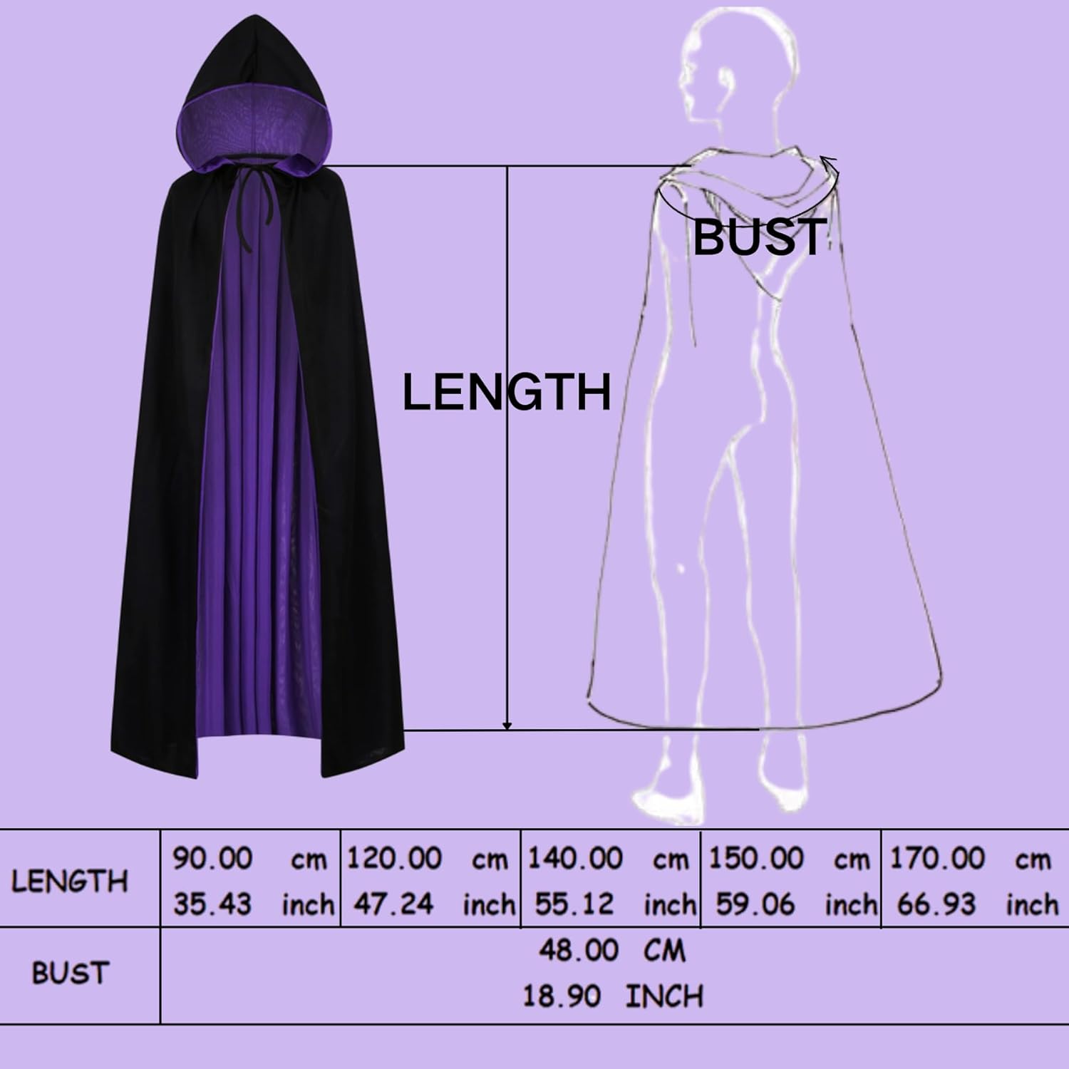 Reversible Cape for Adults and Kids, Easter Halloween Christmas Cloak Fancy Dress Vampire Witch Wizard Role Play for World Book Day - Image 7