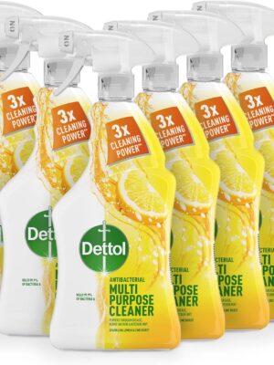 Dettol Spray, Antibacterial Multipurpose Cleaner, Lemon & Lime, 6L (1L x 6pck), Household Disinfectant, Deep Clean, Kitchen and Bathroom surfaces, Kills 99.9 Percent of Germs