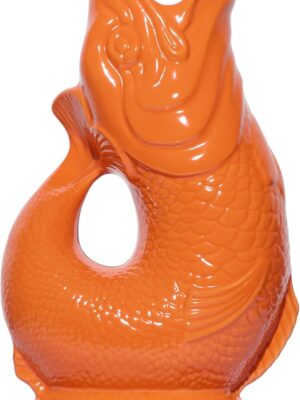The Original Gluggle Jug - Orange Glug Jug in XL, 28cm 1.4L - Gug Glug Fish Shaped Jug - Decorative Glugging Water, Cocktail, Wine & Gin Pitcher, Decanter or Vase - Hand Made in Britain