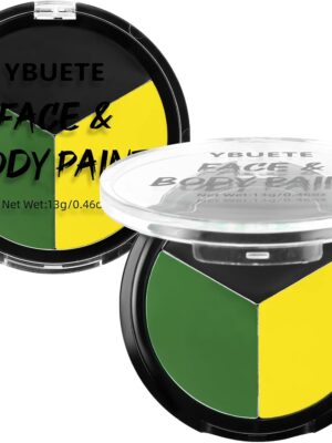 YBUETE Black Yellow Bright Green Body Paint, Waterproof SFX Makeup for Adult Halloween Cosplay Witch Monster, Full Coverage Non-Toxic Face Painting for Stage Performances and Festival Designs