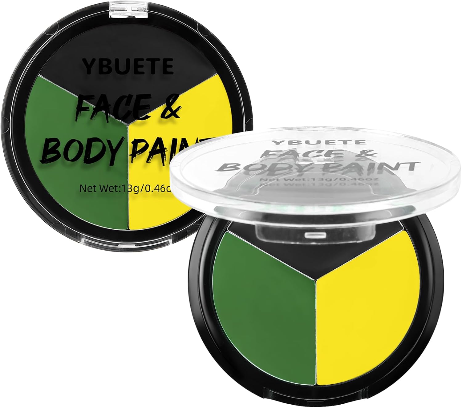 YBUETE Black Yellow Bright Green Body Paint, Waterproof SFX Makeup for Adult Halloween Cosplay Witch Monster, Full Coverage Non-Toxic Face Painting for Stage Performances and Festival Designs