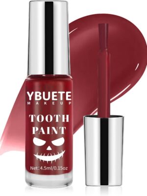YBUETE Professional Halloween Red Tooth Paint, Temporary Red Color Tooth Paint，Safe Long Lasting SFX Teeth Paint, Perfect for Cosplay, Halloween Makeup, Theater, Costume Party