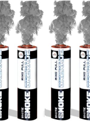 Pack of 4 Ring Pull Smoke Grenades Ideal for Paintball Weddings Photoshoots & Special Effects (White)
