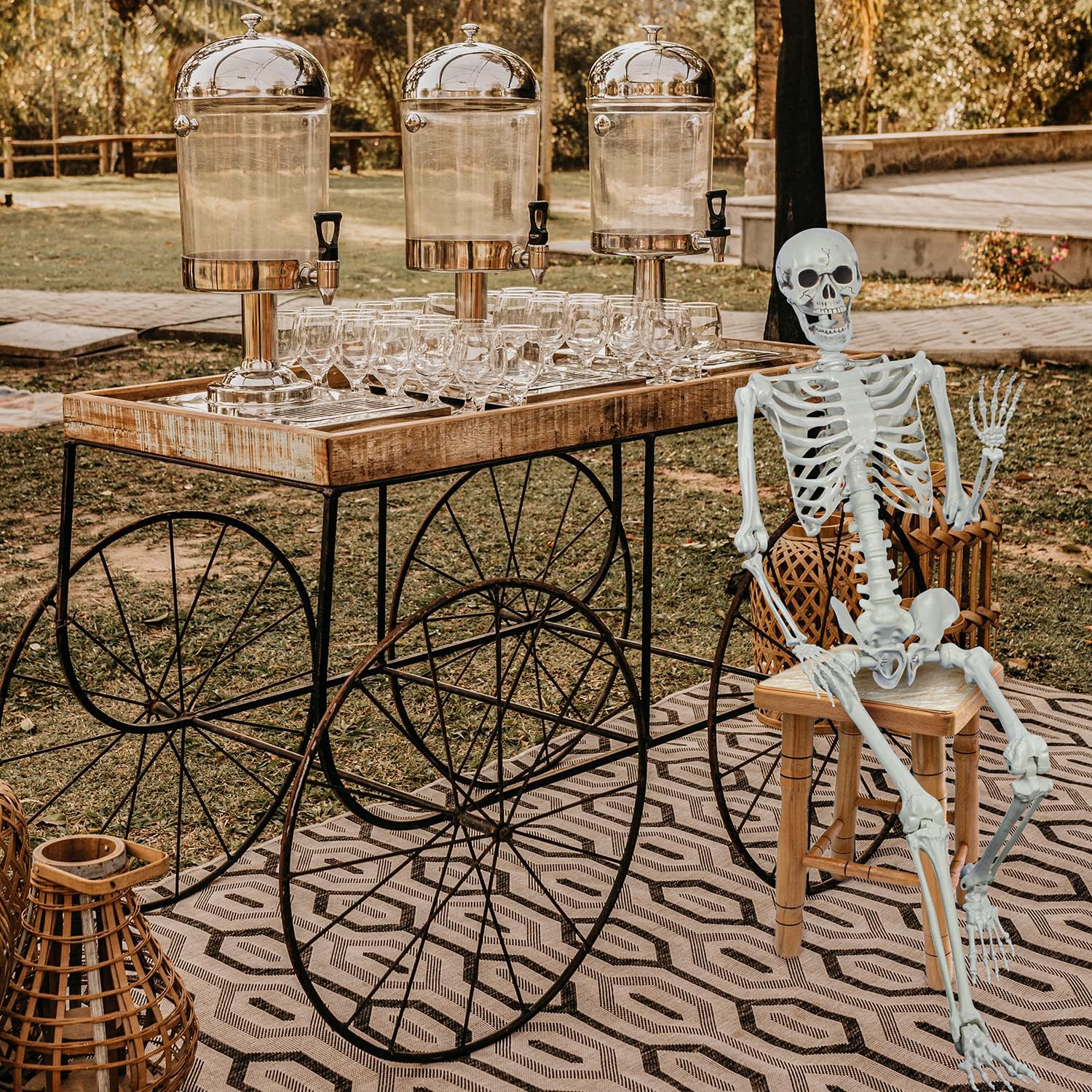 Halloween Posable Skeleton - 165cm Realistic Life Size Human Skeleton Bones with Movable Joints for Halloween Haunted House Decoration - Image 4