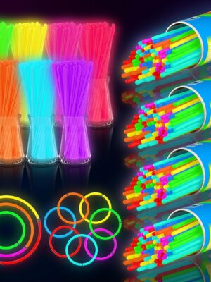 DELEE Glow Sticks, 400PCS Glowsticks Party Packs, Halloween Party Bag Fillers with Bracelet Connectors,Glow Neon Necklaces for Kids Dark Party Supplies,Wedding,Festival Christmas Decoration