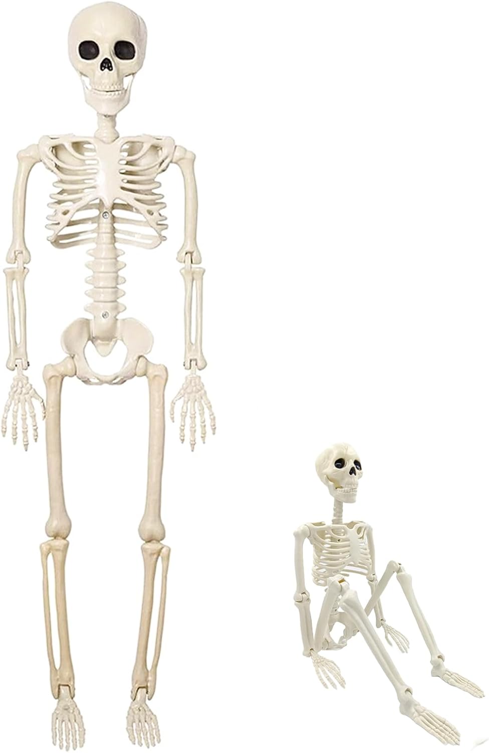 Halloween Posable Skeleton Decoration - 40cm Plastic Skeleton for Indoor or Outdoor Garden Decor, Christmas Day and Other Party Decorations