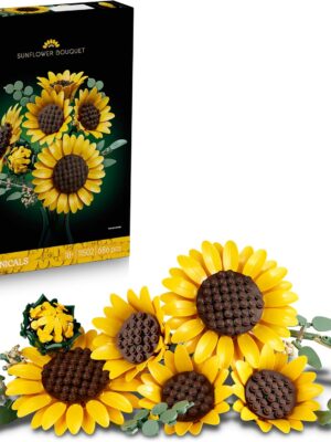 LEGO Botanicals Sunflower Bouquet - Artificial Flowers Set for Adults - Faux Sunflowers & Eucalyptus Stems for Living Room or Bedroom Decor - DIY Gift Idea for Women - 11502