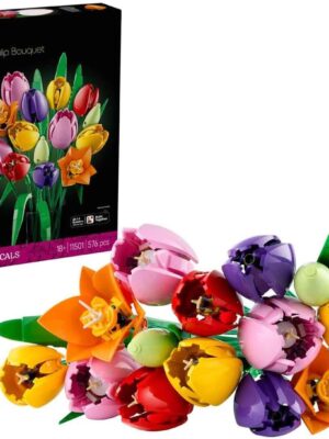 LEGO Botanicals Tulip Bouquet - Artificial Flowers Building Set for Adults - incl. 14 Faux Tulips in 5 Colours for Table & Home Decor - DIY Gift Idea for Women - 11501