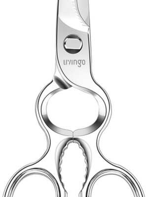 LIVINGO Kitchen Forged Shears Heavy Duty, Come Apart Ultra Sharp Multi-Purpose Stainless Steel Utility Scissors for Poultry, Food, Meat, Cooking, Bottle Opener, Nut Cracker 8.5 Inch, Dishwasher Safe
