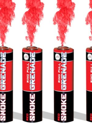 Pack of 4 Ring Pull Smoke Grenades Ideal for Paintball Weddings Photoshoots & Special Effects (Red)