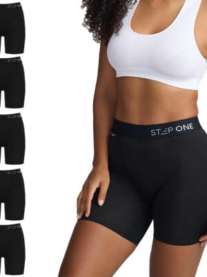 STEP ONE Womens Boxers Underwear Multipack, 5 Pairs, Moisture-Wicking Boxer and Chafe-Reducing Underwear. Fabric Made from bamboo viscose